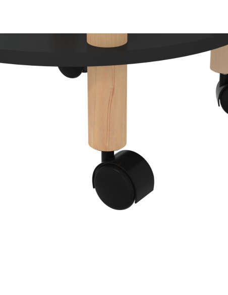 Carrello 3 Ripiani Nero 38x38x82 cm in Legno Multistrato e Pino