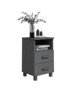 Comodino HAMAR Grigio Scuro 40x35x62 cm Legno Massello di Pino