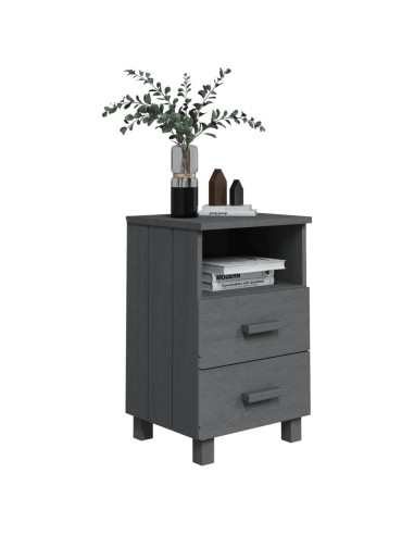 Comodino HAMAR Grigio Scuro 40x35x62 cm Legno Massello di Pino