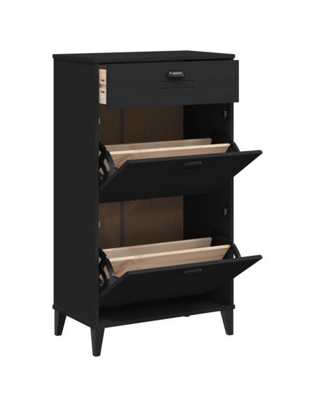 Scarpiera VIKEN Nera in Legno Massello di Pino