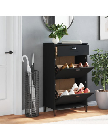 Scarpiera VIKEN Nera in Legno Massello di Pino