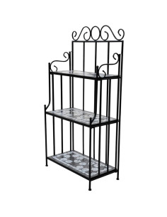 Piedistallo per Piante Terracotta con Mosaico Nero e Bianco 2