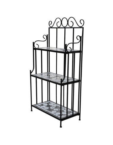 Piedistallo per Piante Terracotta con Mosaico Nero e Bianco