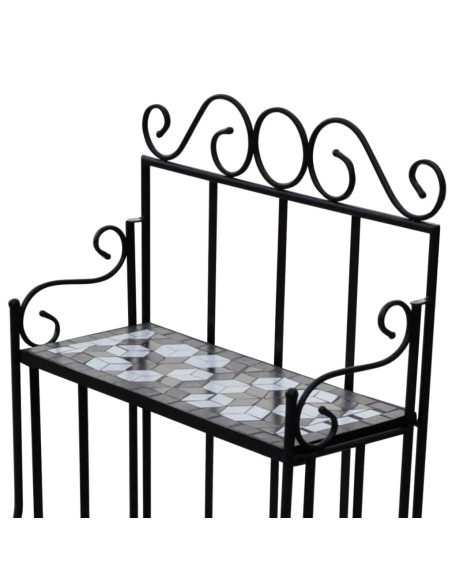 Piedistallo per Piante Terracotta con Mosaico Nero e Bianco