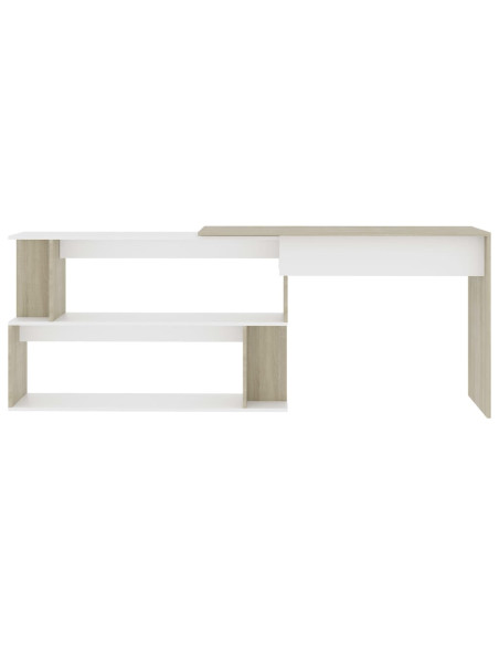 Scrivania ad Angolo Bianca Rovere Sonoma 200x50x76 Multistrato