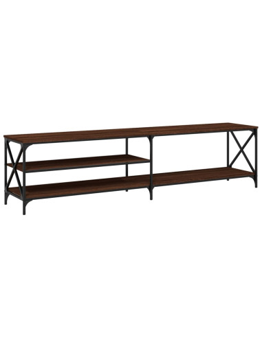 Mobile TV Rovere Marrone 200x40x50cm Legno Multistrato Metallo