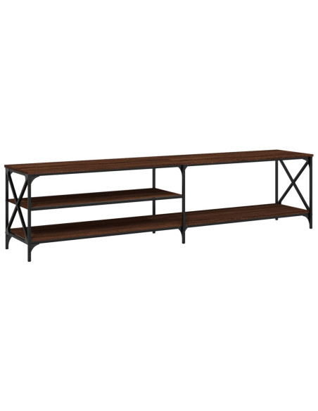 Mobile TV Rovere Marrone 200x40x50cm Legno Multistrato Metallo