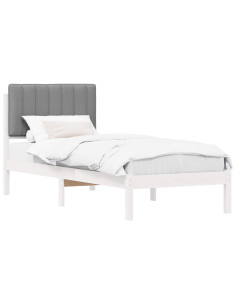 Letto con Testiera Rivestita Grigio chiaro 75 x 190 cm 2