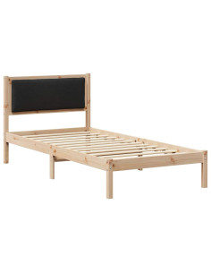 Struttura del letto con testiera Nero 90 x 190 cm Pino massello 2