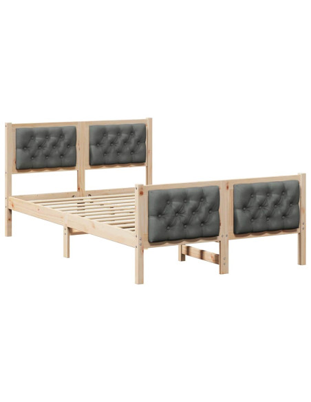 Struttura del letto Grigio scuro 135 x 190 cm Pino massello