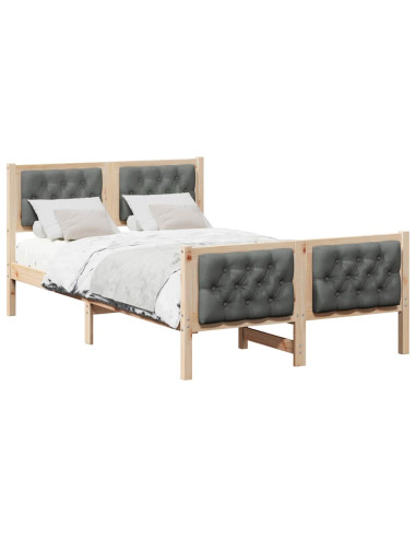 Struttura del letto Grigio scuro 135 x 190 cm Pino massello