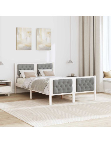 Struttura del letto Grigio chiaro 135 x 190 cm Pino massello