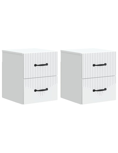 Mobiletto da notte a muro 2 pcs Bianco 34,5 x 33 x 40 cm