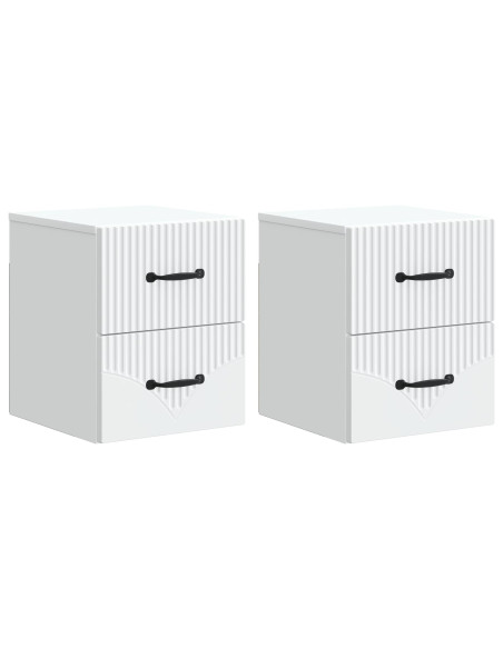 Mobiletto da notte a muro 2 pcs Bianco 34,5 x 33 x 40 cm