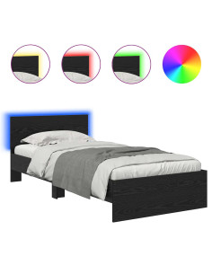 Struttura del letto Rovere Nero 100 x 200 cm Legno multistrato 2