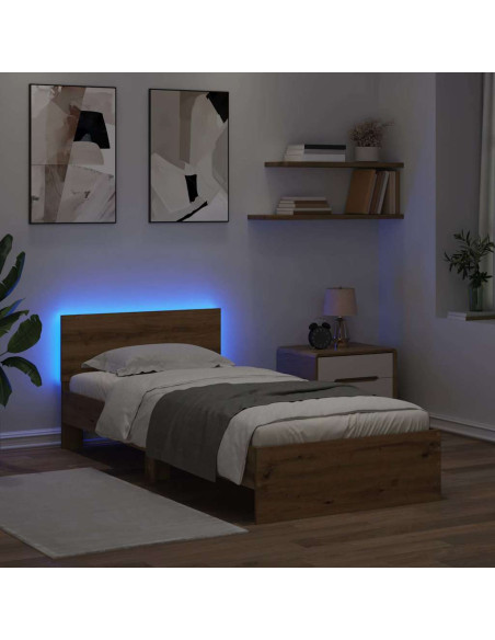 Struttura del letto con testiera Rovere artigianale 90 x 190 cm