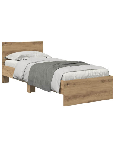 Struttura del letto con testiera Rovere artigianale 75 x 190 cm