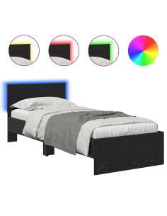 Struttura del letto Rovere Nero 75 x 190 cm Legno multistrato 2