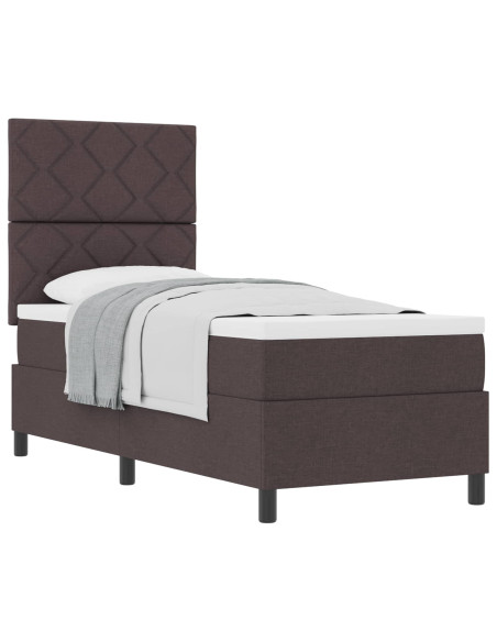Letto a molle con testiera Marrone Scuro 80 x 200 cm Tessuto