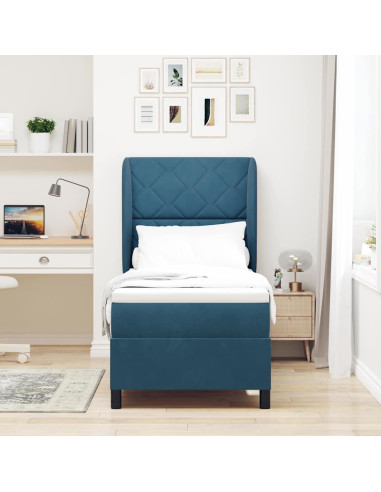 Letto a molle con materasso Blu Scuro 200 x 80 cm Poliestere