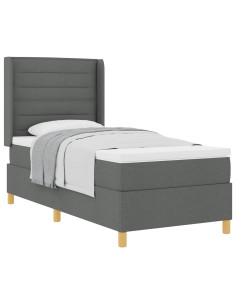 Letto a molle con materasso Grigio scuro 90 x 190 cm Tessuto 2