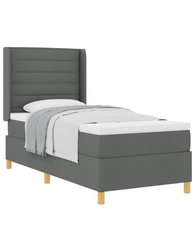 Letto a molle con materasso Grigio scuro 90 x 190 cm Tessuto