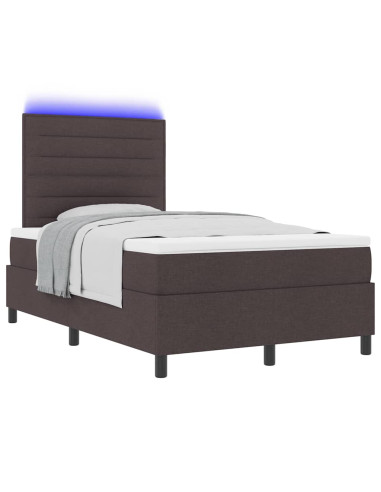 Letto a molle con materasso Marrone scuro 120 x 190 cm Tessuto