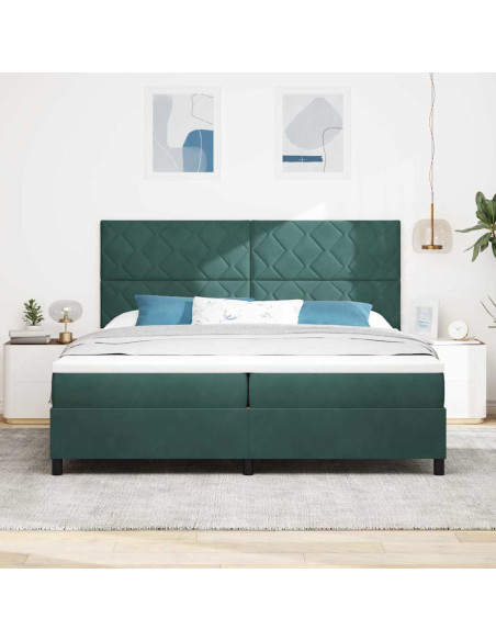 Letto a Sorgente LED Verde Scuro 200 x 200 cm Velluto