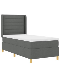 Letto a molle con materasso Grigio 90 x 190 cm Tessuto 2