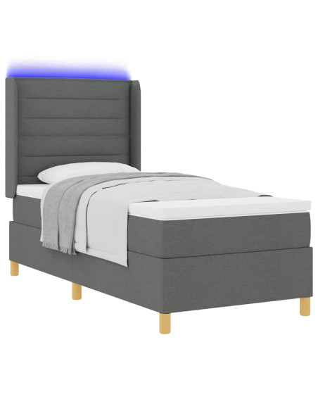 Letto a molle con materasso Grigio 90 x 190 cm Tessuto