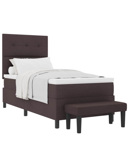 Letto a molle con materasso Marrone Scuro 80 x 200 cm Tessuto