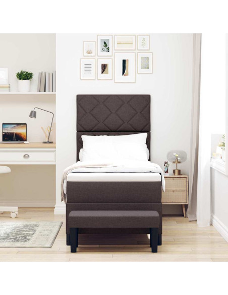 Letto a molle con testiera Marrone Scuro 80 x 200 cm Tessuto