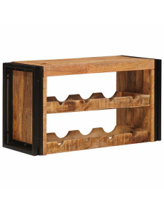 Portabottiglie 100 x 45 x 33 cm Legno di Mango Grezzo Massiccio 2