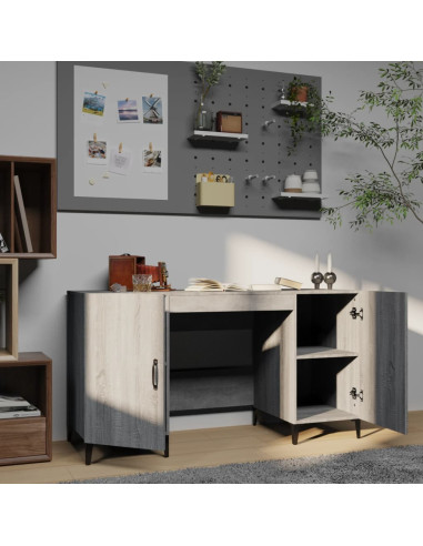Scrivania Grigio Sonoma 140x50x75 cm in Legno Multistrato
