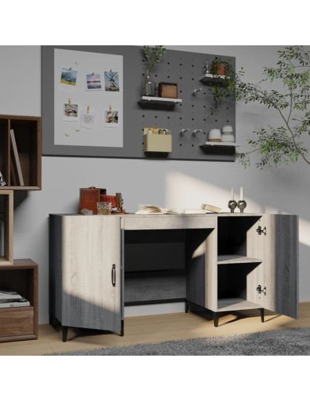 Scrivania Grigio Sonoma 140x50x75 cm in Legno Multistrato