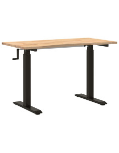 Scrivania Nero e naturale 120 x 60 cm Legno di Quercia Massello 2