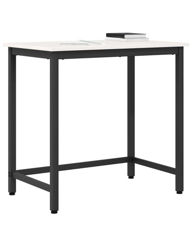 tavolo Bianco 80 x 50 x 77 cm Legno ingegnerizzato e acciaio