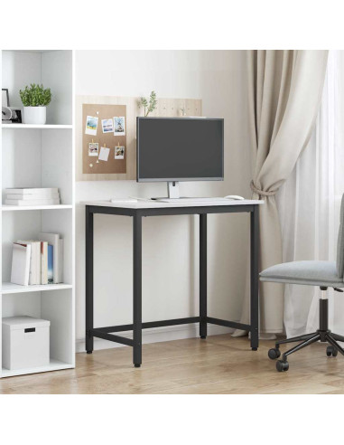 tavolo Bianco 80 x 50 x 77 cm Legno ingegnerizzato e acciaio