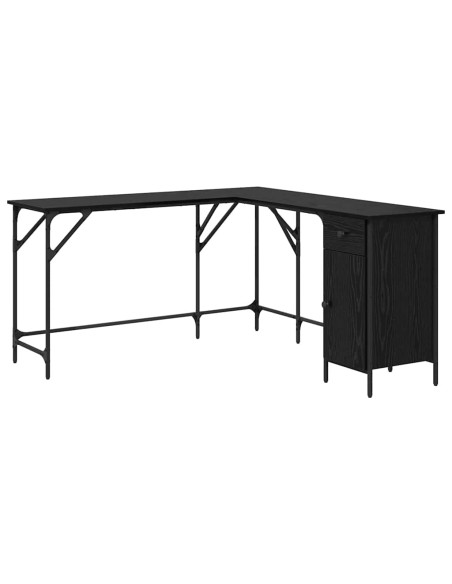 Scrivania Rovere Nero 141 x 141 x 75 cm Legno multistrato
