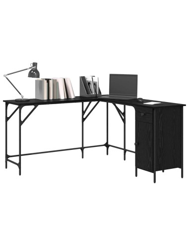 Scrivania Rovere Nero 141 x 141 x 75 cm Legno multistrato