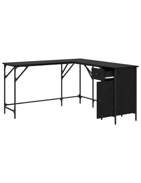 Scrivania Rovere Nero 141 x 141 x 75 cm Legno multistrato