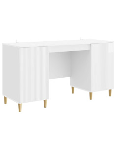 Scrivania Bianco Lucido 142,5 x 50 x 75 cm Legno ingegnerizzato