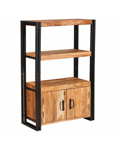 Libreria con Porte Marrone Legno massello di acacia e metallo