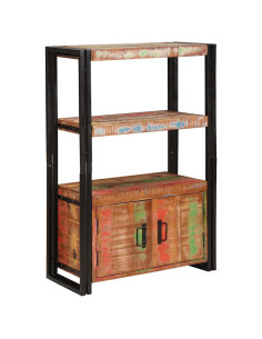 Libreria con Porte Marrone Legno Recuperato Massello e Metallo 2