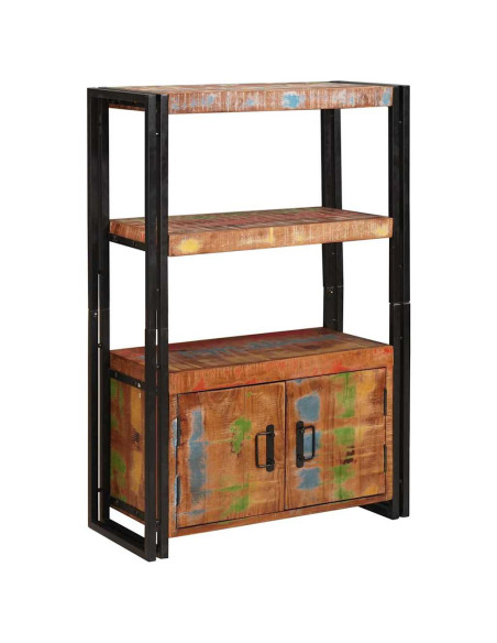 Libreria con Porte Marrone Legno Recuperato Massello e Metallo