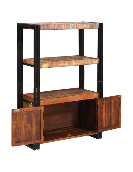 Libreria con Porte Marrone Legno Recuperato Massello e Metallo