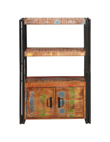 Libreria con Porte Marrone Legno Recuperato Massello e Metallo