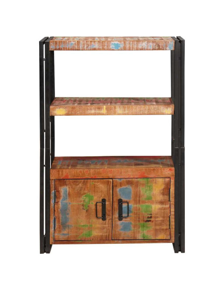 Libreria con Porte Marrone Legno Recuperato Massello e Metallo