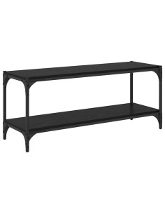 Mobile TV Rovere Nero 100x33x41cm Legno ingegnerizzato e ferro 2