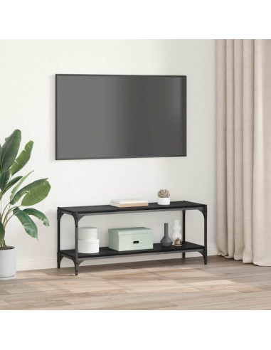Mobile TV Rovere Nero 100x33x41cm Legno ingegnerizzato e ferro